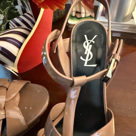 YSL Tan Patent Leather Tribute 75 Shoes - Picture 1 of 5